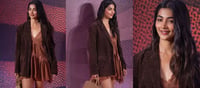 Pooja Hegde Just Set the Event on Fire in This Brown Lace Mini Dress – Legs, Lips, and Killer Confidence